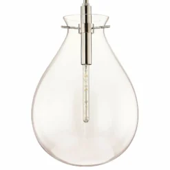Ivy 18"W Polished Nickel LED Pendant Light W/ Clear Glass -Outlet The Radiantix Store ivy 18 inchw polished nickel led pendant light w clear glass 66j84views2