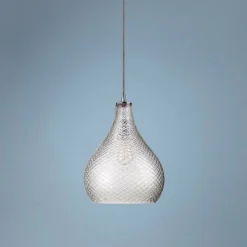 Jamie Young 13" Wide Curved Cut Clear Glass Pendant