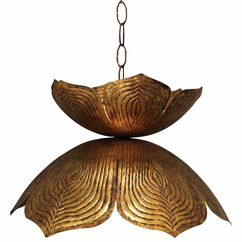 Jamie Young Flowering Lotus 20" Wide Antique Gold Pendant 4 Jamie Young Flowering Lotus 20" Wide Antique Gold Pendant - Image 2