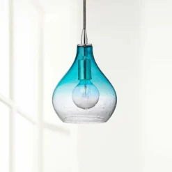 Jamie Young Gradient Aqua Glass 7" Wide Mini Pendant