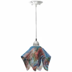 Jezebel Flame 8 1/2 Wide Nickel Daylily Mini Pendant