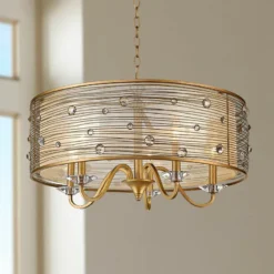 Golden Lighting Joia 26" Wide Peruvian Gold 5-Light Drum Chandelier
