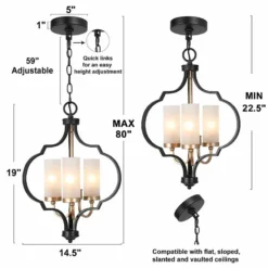Jonas 14 1/2" Wide Black And Gold 3-Light Chandelier -Outlet The Radiantix Store jonas 14 and one half inch wide black and gold 3 light chandelier 244e3views5