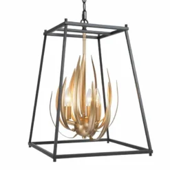 Jonas 15" Wide Gold Black Metal 3-Light Lantern Chandelier