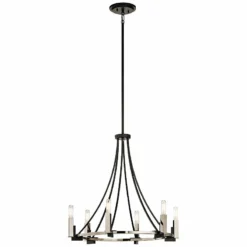 Kichler Bensimone 24"W Black And Nickel 6-Light Chandelier -Outlet The Radiantix Store kichler bensimone 24 inchw black and nickel 6 light chandelier 18p17views1