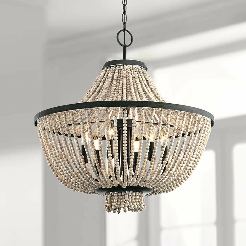 Kichler Brisbane 24"W Distressed Black 6-Light Chandelier 3 Kichler Brisbane 24"W Distressed Black 6-Light Chandelier