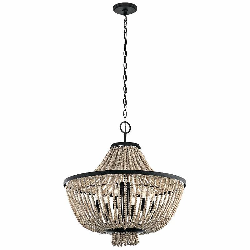 Kichler Brisbane 24"W Distressed Black 6-Light Chandelier 5 Kichler Brisbane 24"W Distressed Black 6-Light Chandelier - Image 3