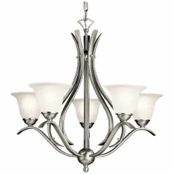 Kichler Dover 24" Wide Brushed Nickel Five Light Uplight Chandelier -Outlet The Radiantix Store kichler dover 24 inch wide brushed nickel five light uplight chandelier 63443