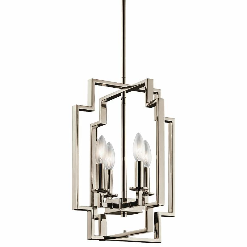 Kichler Downtown Deco 12" Wide Polished Nickel Foyer Pendant 4 Kichler Downtown Deco 12" Wide Polished Nickel Foyer Pendant - Image 2