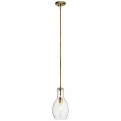 Kichler Everly 7" Wide Natural Brass Mini Pendant Light -Outlet The Radiantix Store kichler everly 7 inch wide natural brass mini pendant light 75d76