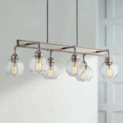 Kichler Niles 32 1/4" Wide Pewter 6-Light Linear Chandelier