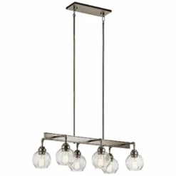 Kichler Niles 32 1/4" Wide Pewter 6-Light Linear Chandelier -Outlet The Radiantix Store kichler niles 32 and one quarter inch wide pewter 6 light linear chandelier 16w24views1