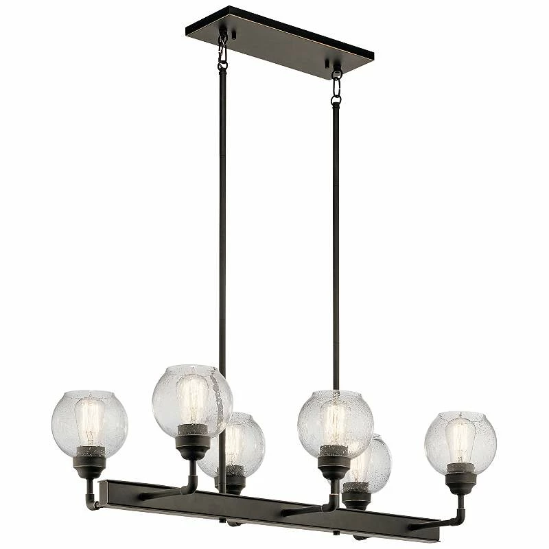 Kichler Niles 32 1/4"W Olde Bronze 6-Light Linear Chandelier 5 Kichler Niles 32 1/4"W Olde Bronze 6-Light Linear Chandelier - Image 3