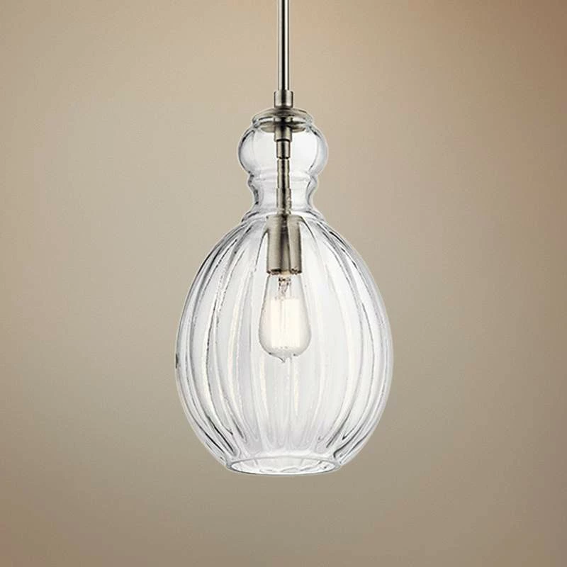 Kichler Riviera 9" Wide Brushed Nickel Mini Pendant 3 Kichler Riviera 9" Wide Brushed Nickel Mini Pendant