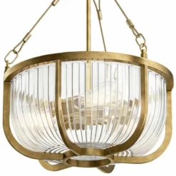 Kichler Roux 16" Wide Natural Brass 3-Light Bowl Pendant -Outlet The Radiantix Store kichler roux 16 inch wide natural brass 3 light bowl pendant 75d86views2