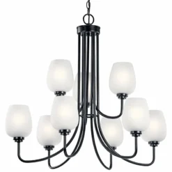 Kichler Valserrano 31 3/4" Wide Black 9-Light Chandelier -Outlet The Radiantix Store kichler valserrano 31 and three quarter inch wide black 9 light chandelier 75c81views1
