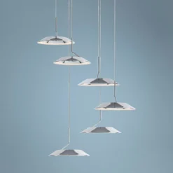 Koncept Royyo 12" Wide Polished Nickel 6-Light Mini Pendant