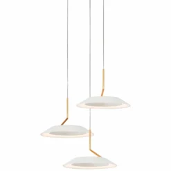 Koncept Royyo 12"W Matte White And Gold 3-Light Mini Pendant -Outlet The Radiantix Store koncept royyo 12 inchw matte white and gold 3 light mini pendant 68r39