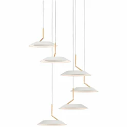 Koncept Royyo 12"W Matte White And Gold 6-Light Mini Pendant -Outlet The Radiantix Store koncept royyo 12 inchw matte white and gold 6 light mini pendant 68r66