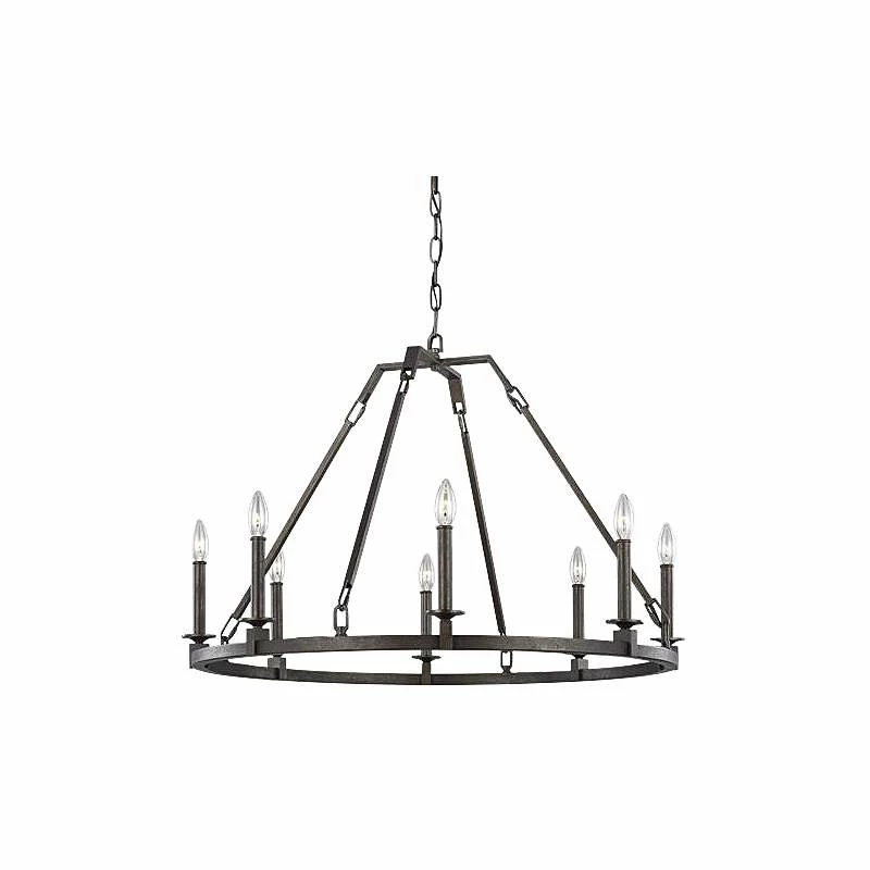 Landen 34" Wide Smith Steel 8-Light Wagon Wheel Chandelier 3 Landen 34" Wide Smith Steel 8-Light Wagon Wheel Chandelier