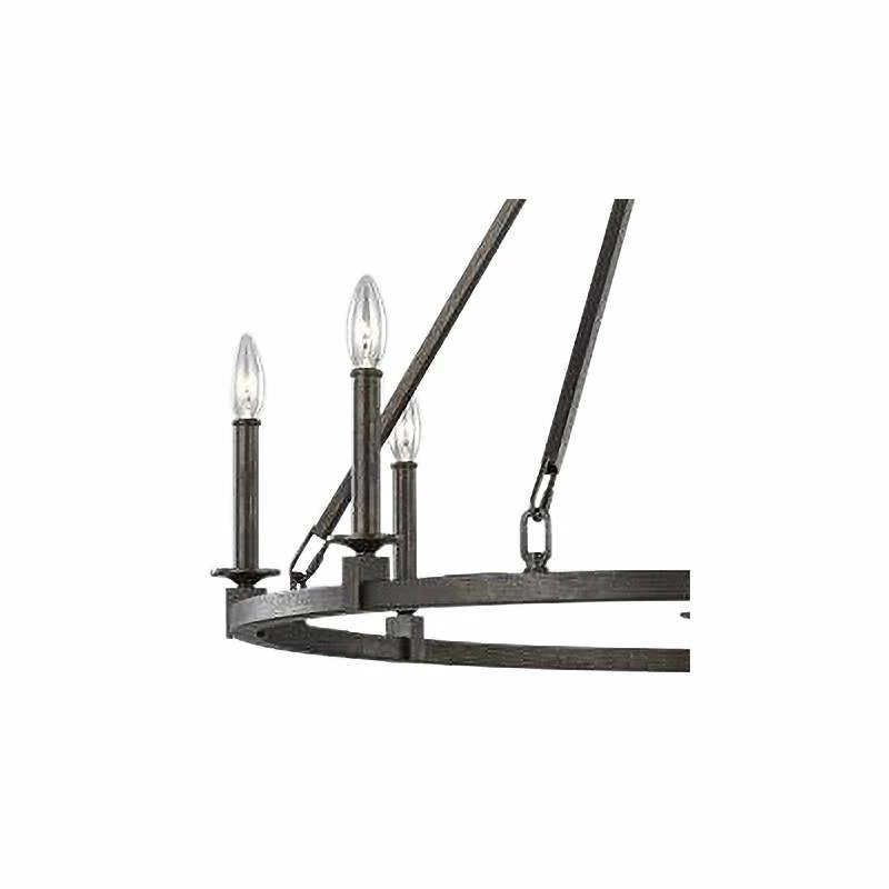 Landen 34" Wide Smith Steel 8-Light Wagon Wheel Chandelier 4 Landen 34" Wide Smith Steel 8-Light Wagon Wheel Chandelier - Image 2
