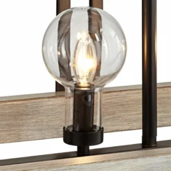 Laya 38 3/4"W Bronze W/ Wood Kitchen Island Light Chandelier -Outlet The Radiantix Store laya 38 and three quarter inchw bronze w wood kitchen island light chandelier 71d72views1