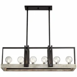 Laya 38 3/4"W Bronze W/ Wood Kitchen Island Light Chandelier -Outlet The Radiantix Store laya 38 and three quarter inchw bronze w wood kitchen island light chandelier 71d72views4