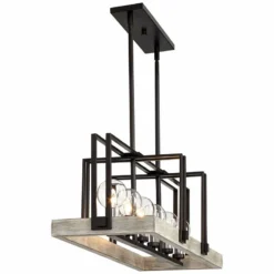 Laya 38 3/4"W Bronze W/ Wood Kitchen Island Light Chandelier -Outlet The Radiantix Store laya 38 and three quarter inchw bronze w wood kitchen island light chandelier 71d72views5