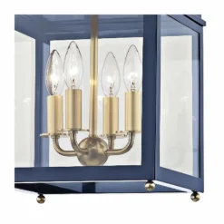 Leigh 11 1/2"W Aged Brass And Navy 4-Light Mini Pendant -Outlet The Radiantix Store leigh 11 and one half inchw aged brass and navy 4 light mini pendant 47h81views1