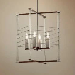 Lente 25" Wide Brushed Nickel Auburn 4-Light Foyer Pendant