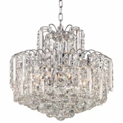 Leya 19" Wide Chrome And Crystal 6-Light Chandelier -Outlet The Radiantix Store leya 19 inch wide chrome and crystal 6 light chandelier 4j477