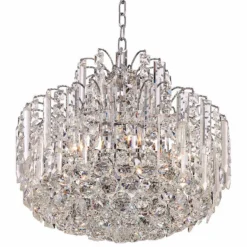 Leya 19" Wide Chrome And Crystal 6-Light Chandelier -Outlet The Radiantix Store leya 19 inch wide chrome and crystal 6 light chandelier 4j477views2
