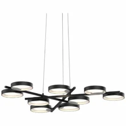 Light Guide Ring 48 1/4"W Black 9-Light LED Pendant Light -Outlet The Radiantix Store light guide ring 48 and one quarter inchw black 9 light led pendant light 61k79