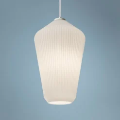 AFX Lola 11" Wide Frosted White Ribbed Glass Mini Pendant
