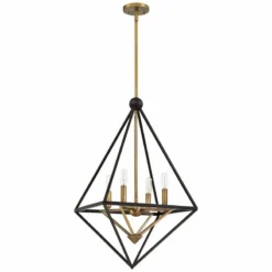 Louvre 22 1/2" Wide Bronze And Brass 4-Light Foyer Pendant -Outlet The Radiantix Store louvre 22 and one half inch wide bronze and brass 4 light foyer pendant 67t70views1