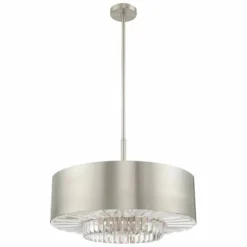 Madison 24" Wide Brushed Nickel Drum Pendant Light -Outlet The Radiantix Store madison 24 inch wide brushed nickel drum pendant light 73g92views1