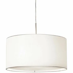 AFX Mae 20" Wide Satin Nickel And White Drum Pendant Light