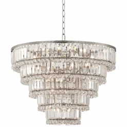 Magnificence 24 1/2"W Satin Nickel And Crystal LED 15-Light Chandelier -Outlet The Radiantix Store magnificence 24 and one half inchw satin nickel and crystal led 15 light chandelier 1d961
