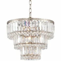Magnificence Satin Nickel 14 1/4" Wide Crystal Chandelier -Outlet The Radiantix Store magnificence satin nickel 14 and one quarter inch wide crystal chandelier 6d503
