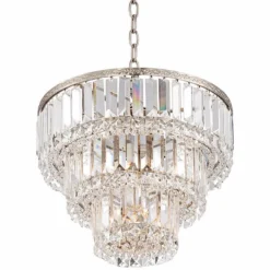 Magnificence Satin Nickel 14 1/4" Wide Crystal Chandelier -Outlet The Radiantix Store magnificence satin nickel 14 and one quarter inch wide crystal chandelier 6d503views2