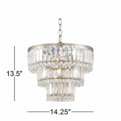 Magnificence Satin Nickel 14 1/4" Wide Crystal Chandelier -Outlet The Radiantix Store magnificence satin nickel 14 and one quarter inch wide crystal chandelier 6d503views3