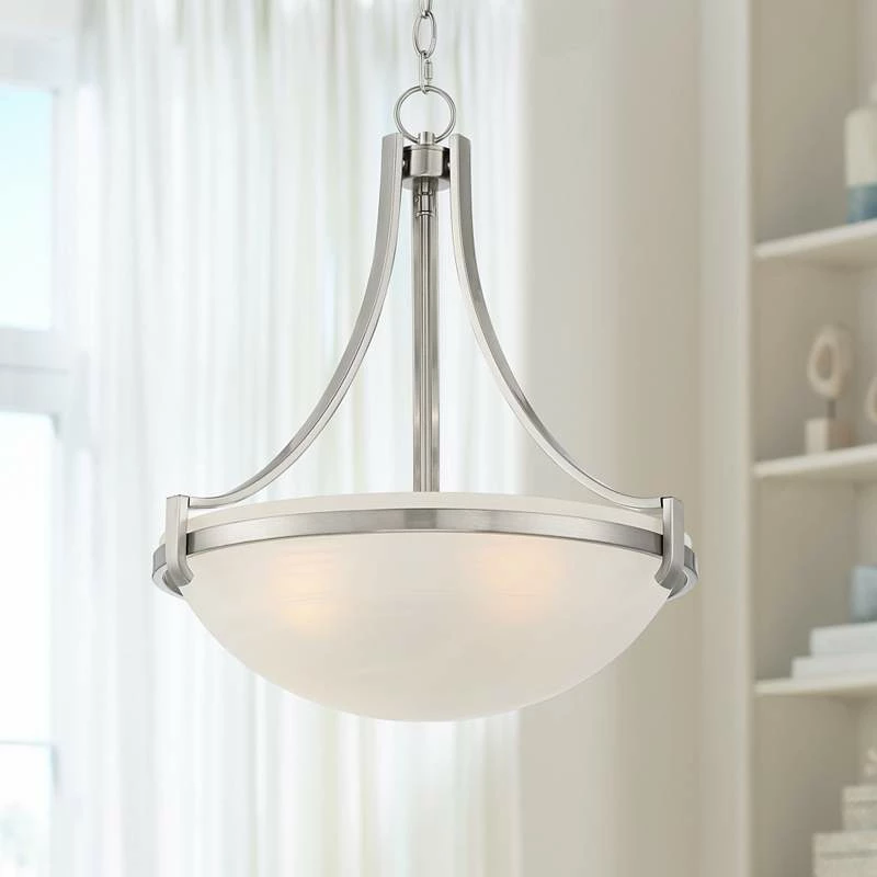 Mallot 20" Wide Brushed Nickel Modern Glass Bowl Pendant Light 3 Mallot 20" Wide Brushed Nickel Modern Glass Bowl Pendant Light