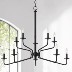Manfred 35 1/2" Wide Black 2-Tier 10-Light Chandelier