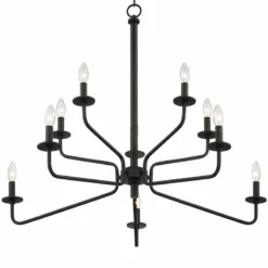 Manfred 35 1/2" Wide Black 2-Tier 10-Light Chandelier -Outlet The Radiantix Store manfred 35 and one half inch wide black 2 tier 10 light chandelier 91w59views4