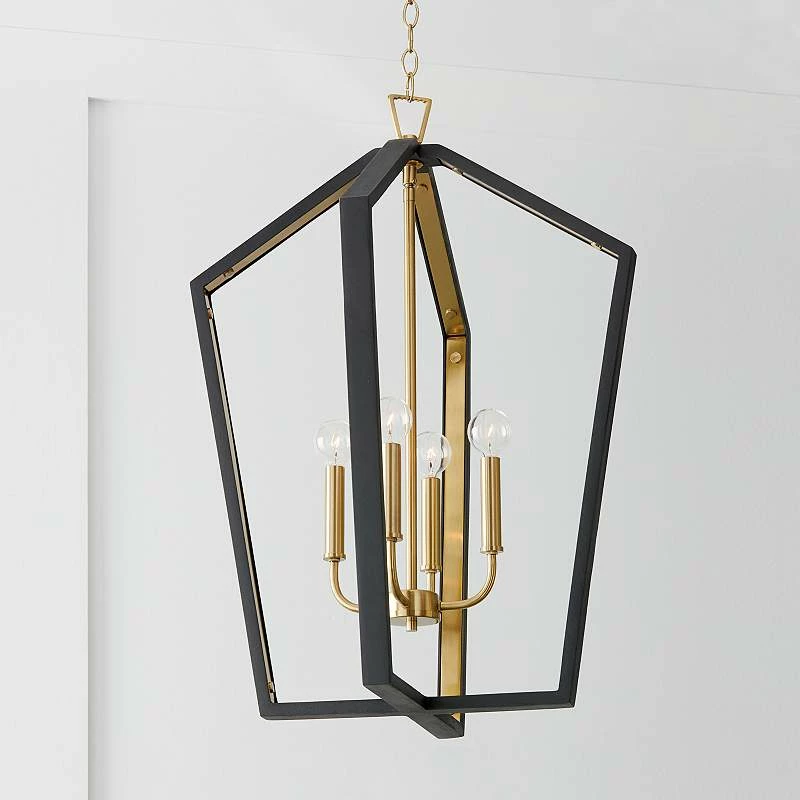Maren 20" Wide Black And Brass Pendant Modern Chandelier 5 Maren 20" Wide Black And Brass Pendant Modern Chandelier - Image 3