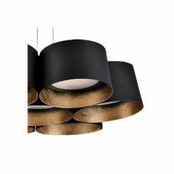 Marimba 17 3/4"W Black And Gold Leaf 7-Light LED Pendant -Outlet The Radiantix Store marimba 17 and three quarter inchw black and gold leaf 7 light led pendant 55p74views1