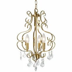 Marley 13" Wide Gold Metal And Crystal 3-Light Chandelier -Outlet The Radiantix Store marley 13 inch wide gold metal and crystal 3 light chandelier 91t32