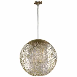 Maxim Arabesque 23" Wide Round Golden Silver Pendant Light -Outlet The Radiantix Store maxim arabesque 23 inch wide round golden silver pendant light v3357