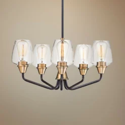 Maxim Goblet 23" Wide Bronze And Brass 5-Light Chandelier