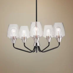 Maxim Goblet 23"W Black And Satin Nickel 5-Light Chandelier